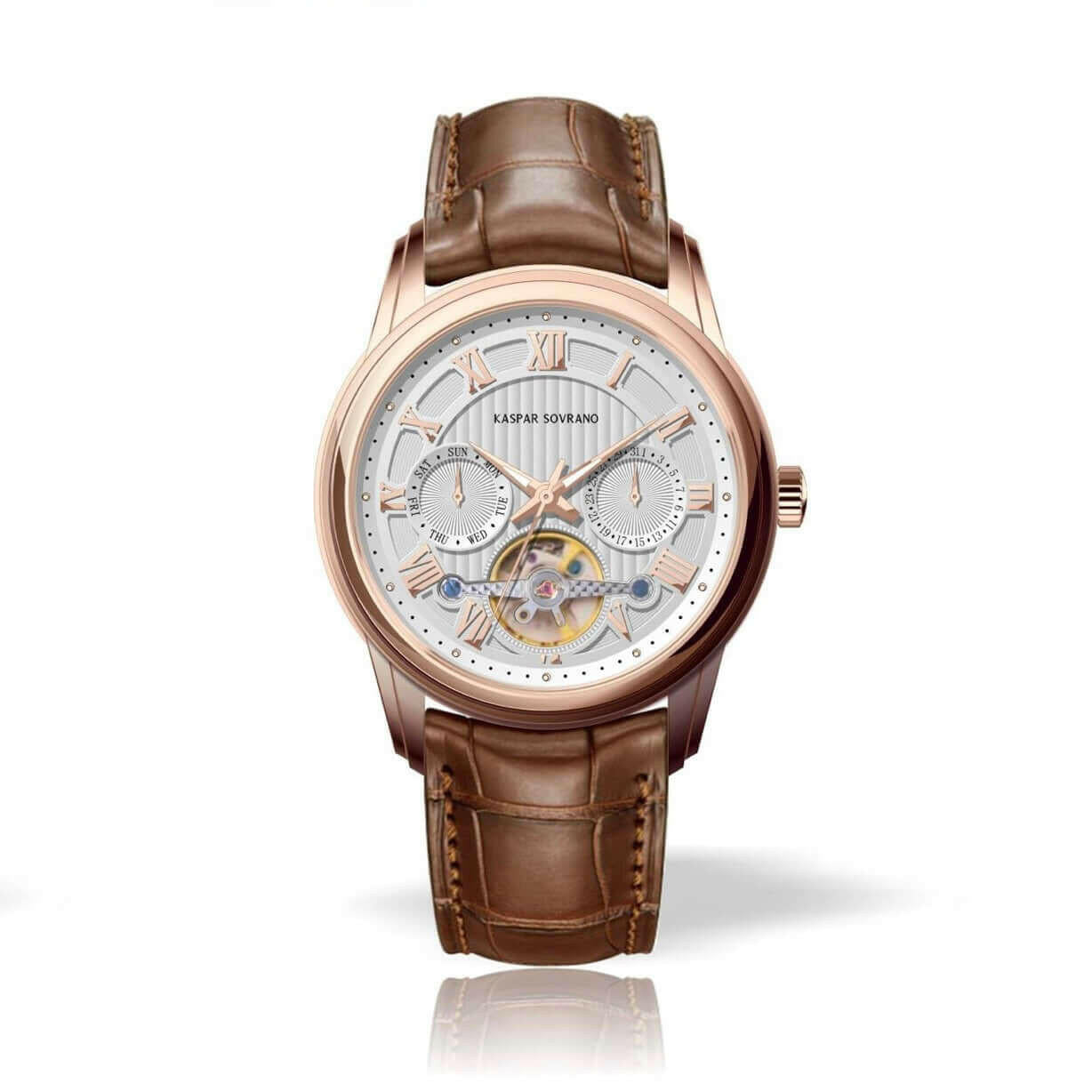 Kaspar Sovrano 1994 Sprezaturra automatic men’s watch with rose gold case and brown leather strap