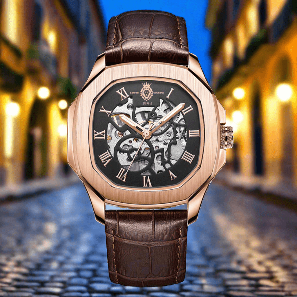 Kaspar Sovrano 1994 Riconoscenza automatic men’s watch with rose gold case and brown leather strap