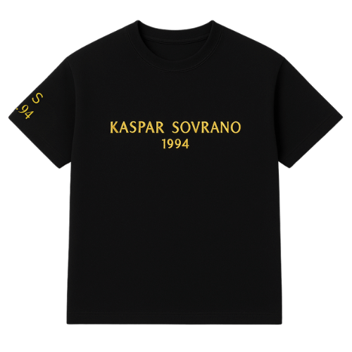 KASPAR SOVRANO 1994 – Signature Tailored Staple Tee (Black / Gold)