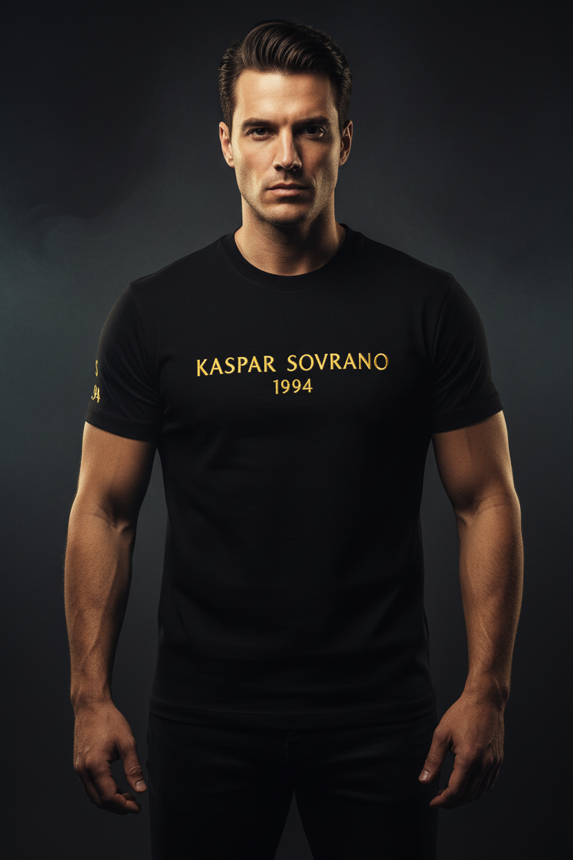 KASPAR SOVRANO 1994 – Signature Tailored Staple Tee (Black / Gold)