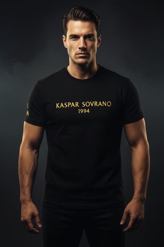 KASPAR SOVRANO 1994 – Signature Tailored Staple Tee (Black / Gold)