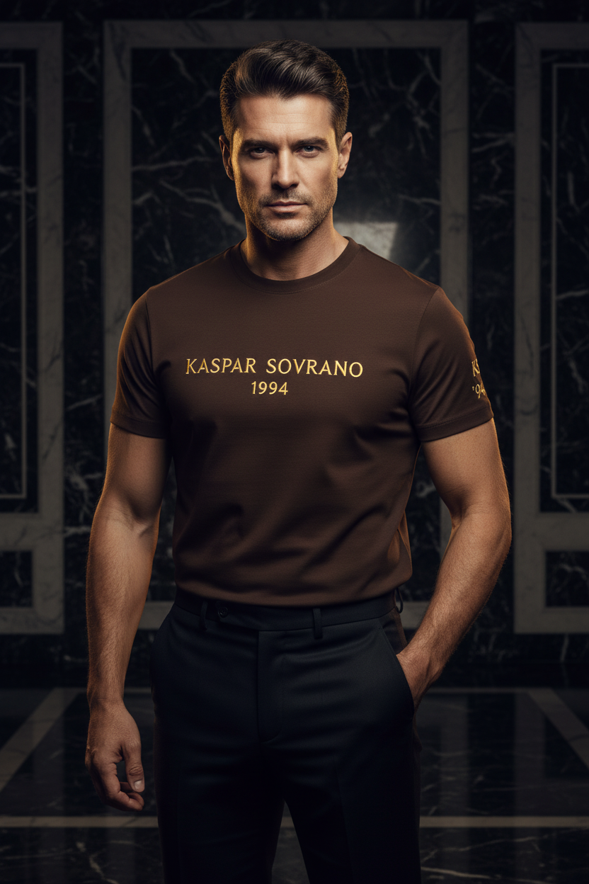 KASPAR SOVRANO 1994 – Signature Tailored Staple Tee (Brown / Cream)