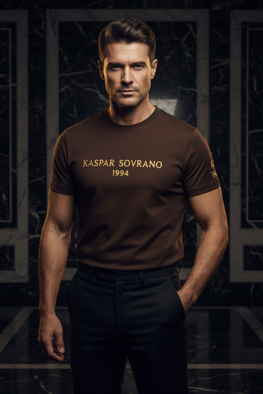 KASPAR SOVRANO 1994 – Signature Tailored Staple Tee (Brown / Cream)